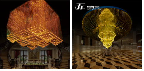 Fiber optic chandelier for hotel